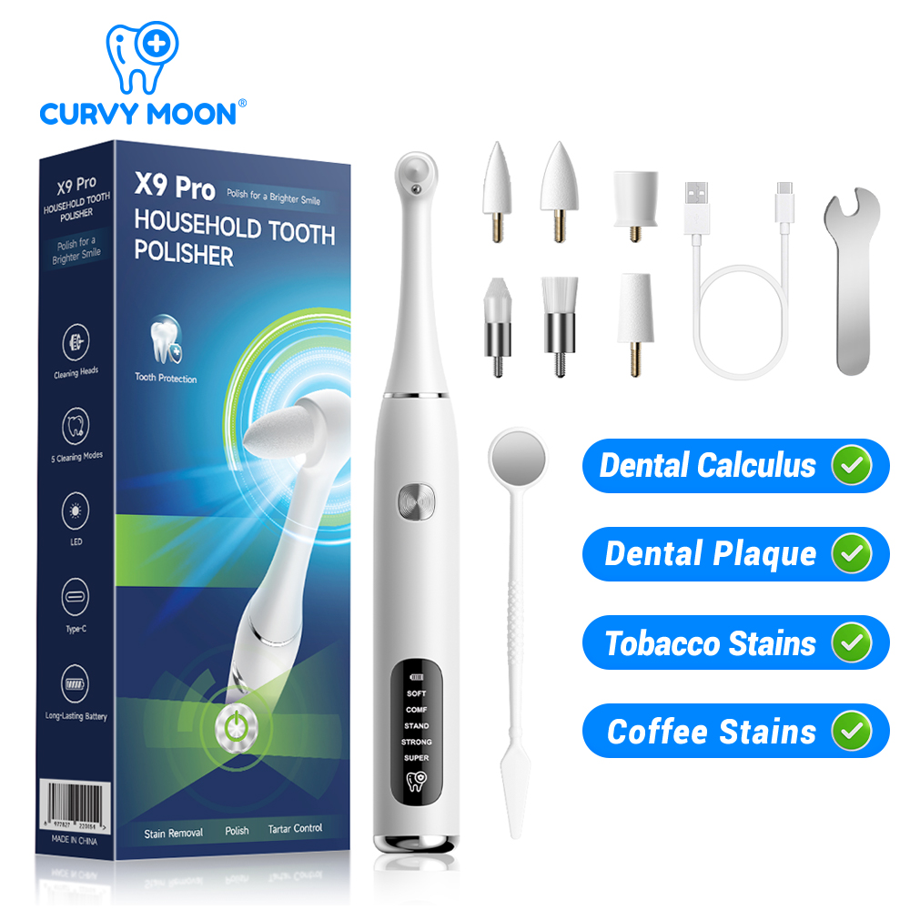 Teeth Whitening Or Tooth Whitening - CURVY MOON Haushalts-Zahnpolierer Zahnaufhellung Tiefenreinigung Polierbürste