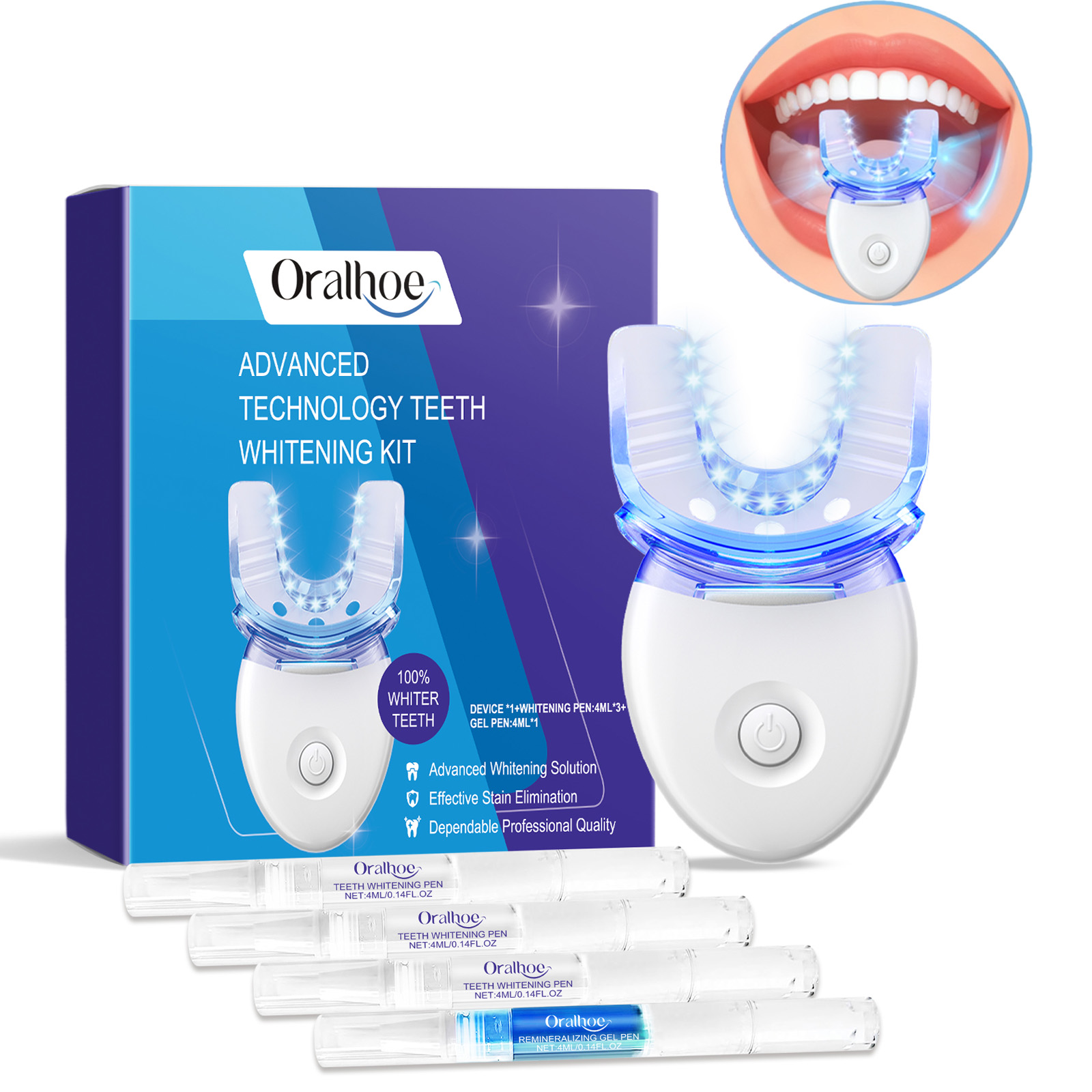 Teeth Whitening Vape - Professionelles LED-Lichtset zur Zahnaufhellung mit 4-fachem