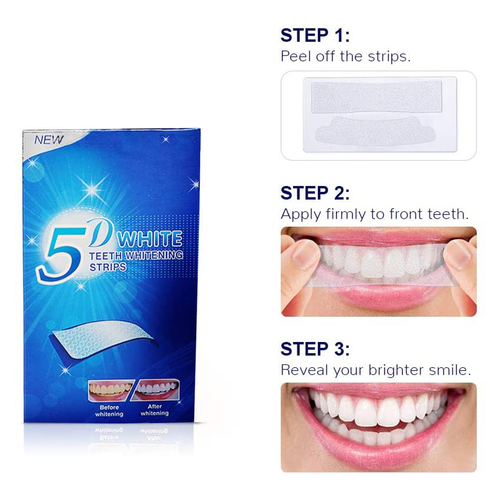 5D Weiße Zahnweißstreifen, Auf – Teeth Whitening Hydrogen Peroxide Bewertung und Preis